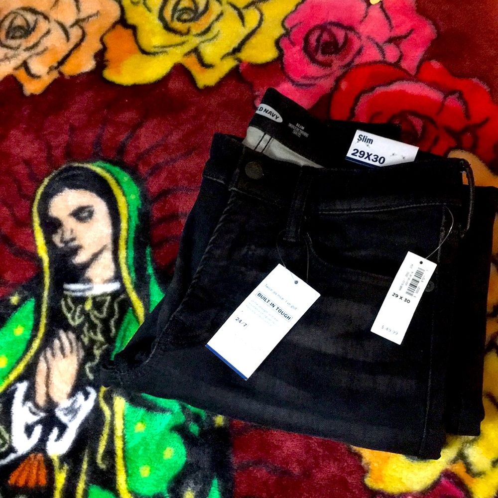 MENS BLACK SLIM FIT JEANS NWT OLD NAVY 29X30